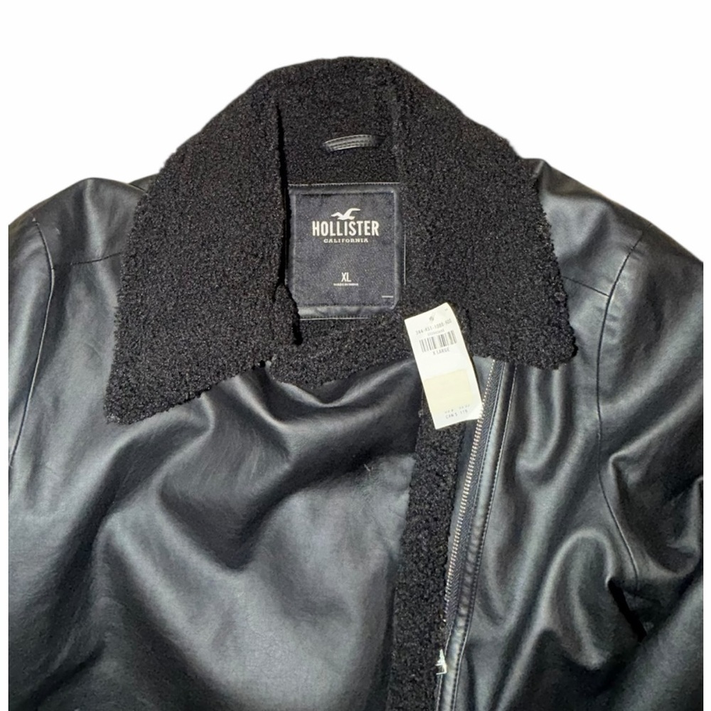 Hollister Womens Vegan Leather Sherpa Lined Biker Jacket XL NWT - Picture 5 of 12